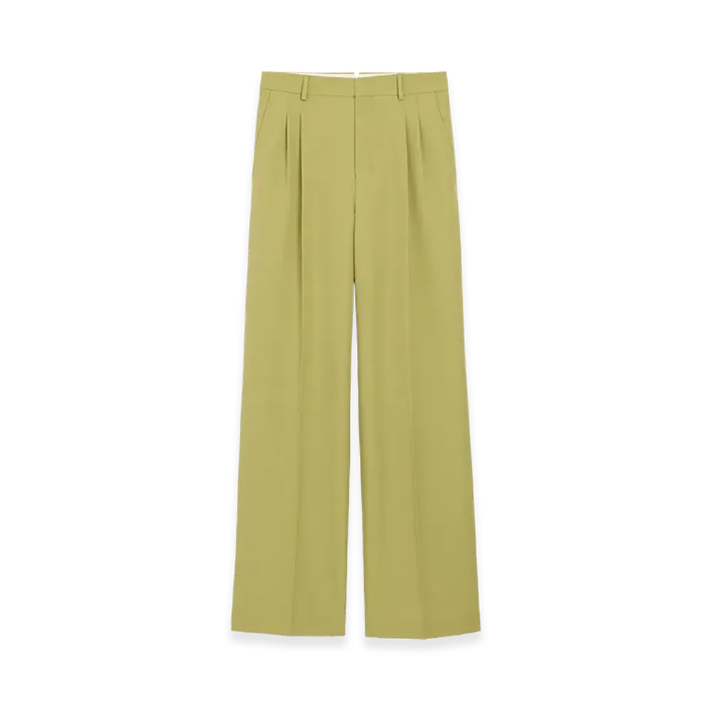 AMI PARIS New Wool Low Waist Wide Trousers "Green"