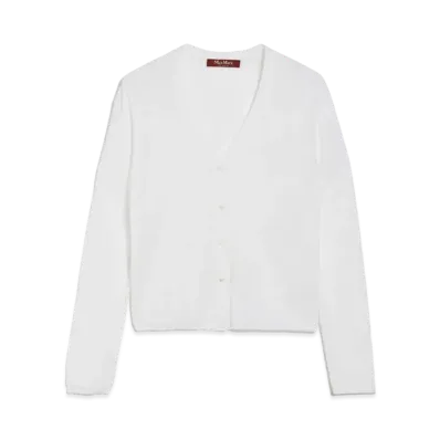Max Mara Large Viscose Slim Fit Cardigan "Optical White"