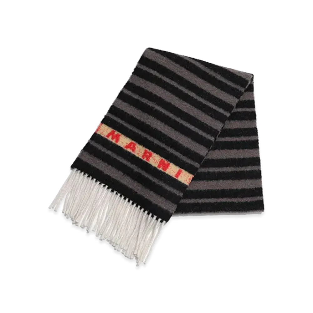 MARNI Alpaca Striped Scarf "Black"