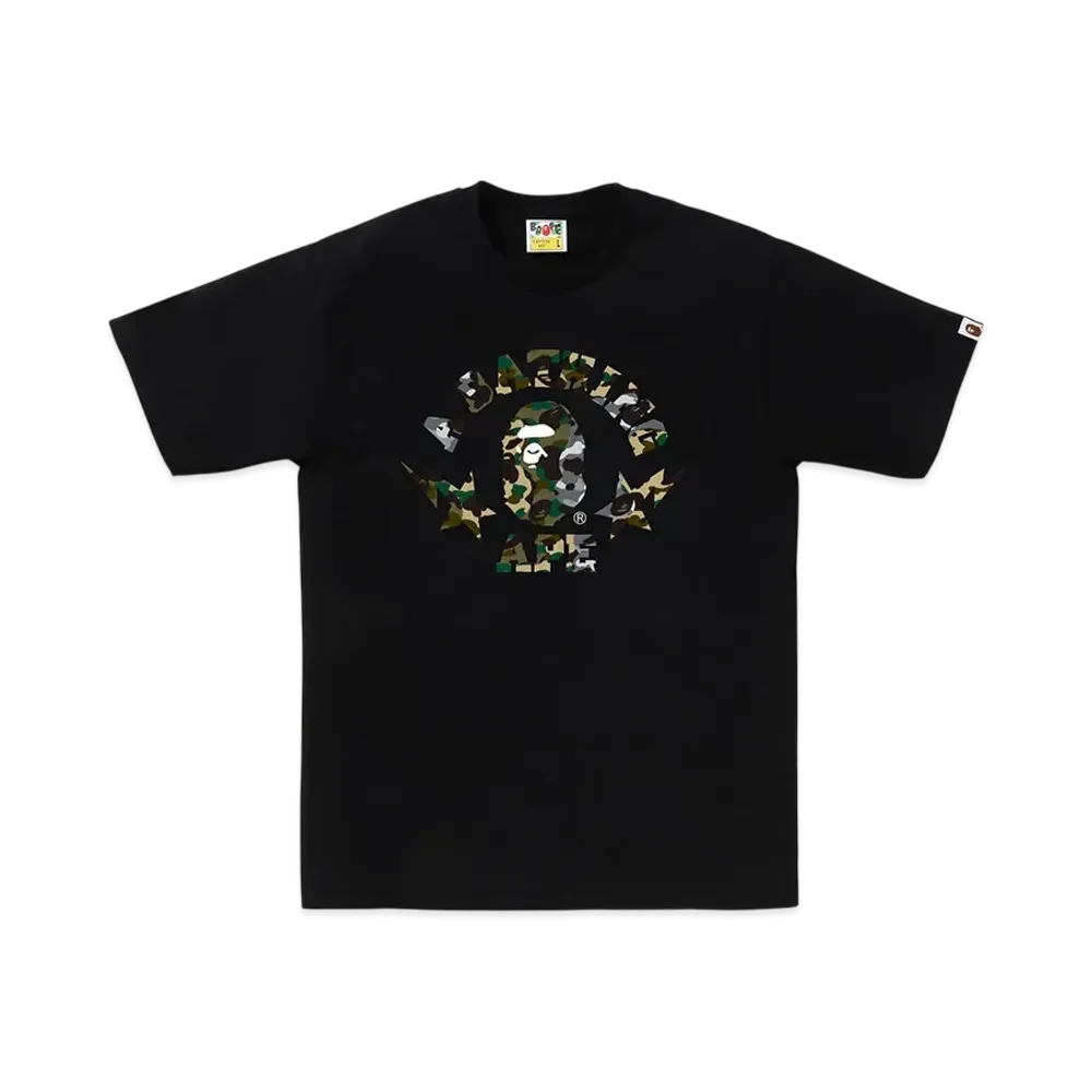 A BATHING APE 1St Camo Crazy Sta College Tee "Black"