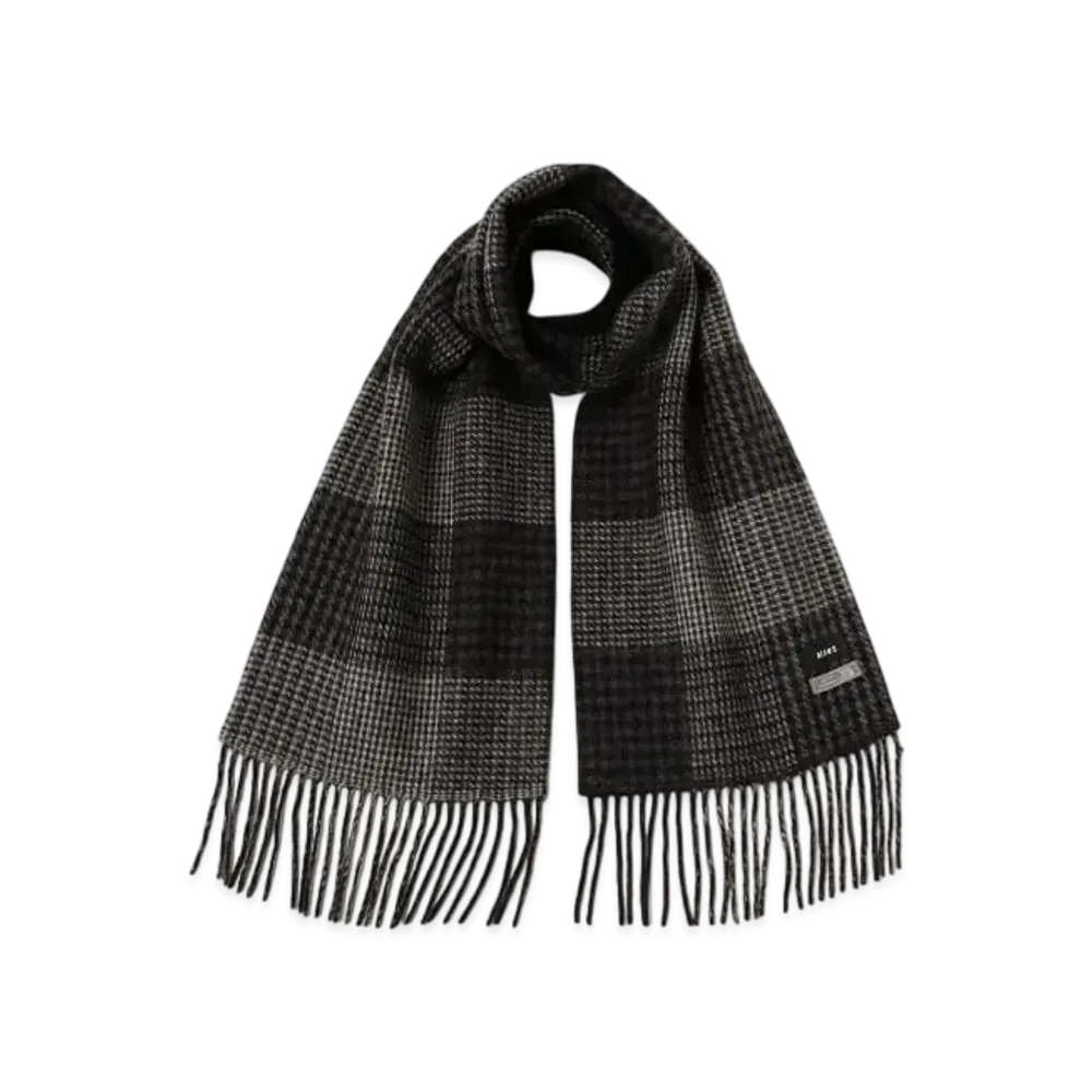 BEAMS Houndstooth Block Check Muffler "Black"