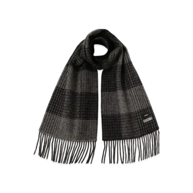 BEAMS Houndstooth Block Check Muffler "Black"