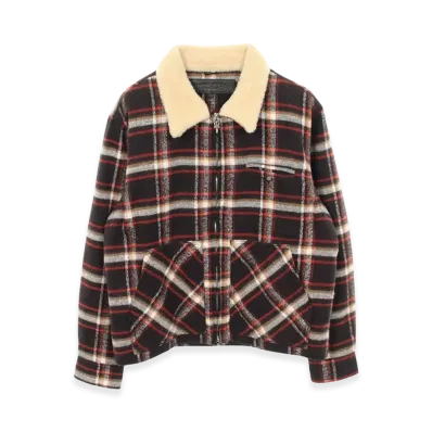 Chrome Hearts U Black Sheep Pld Double Zip Mouton Collar Check Boa Jacket "Brown"