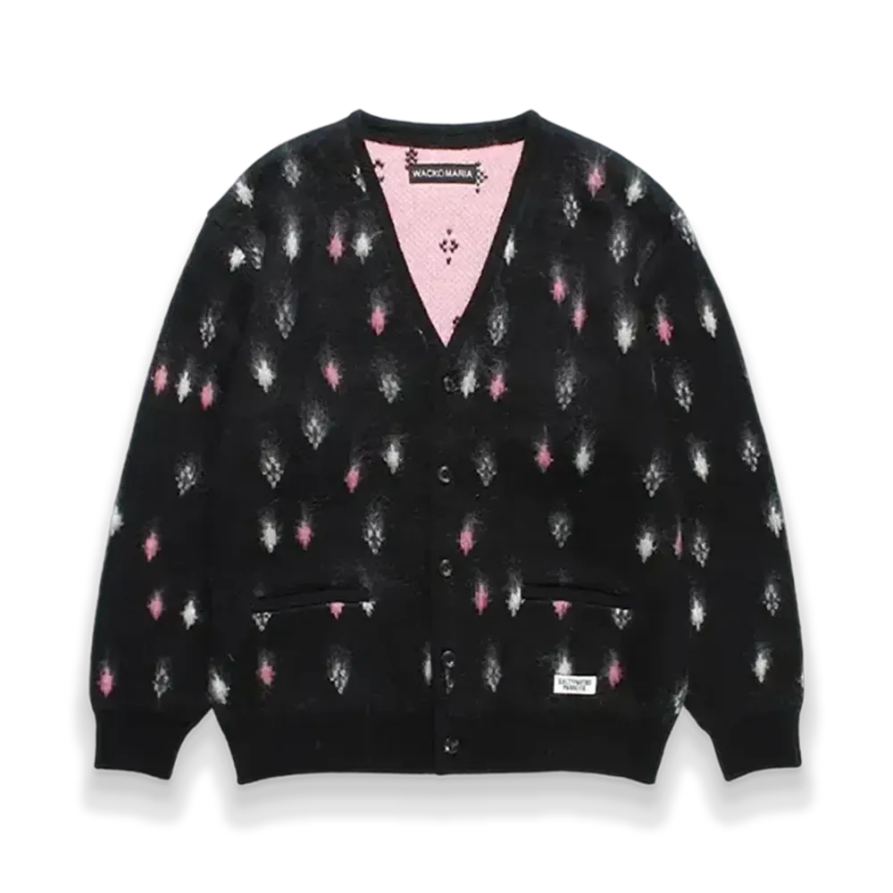 WACKO MARIA Diamond Heavy Mohair Knit Cardigan "Black"