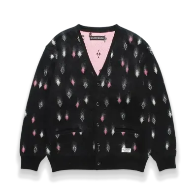 WACKO MARIA Diamond Heavy Mohair Knit Cardigan "Black"