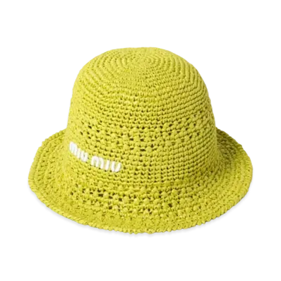 MIUMIU Woven Fabric Hat "Citron Yellow"