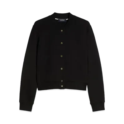 Max Mara Valvano Scuba Jersey Cropped Bomber Jacket "Black"