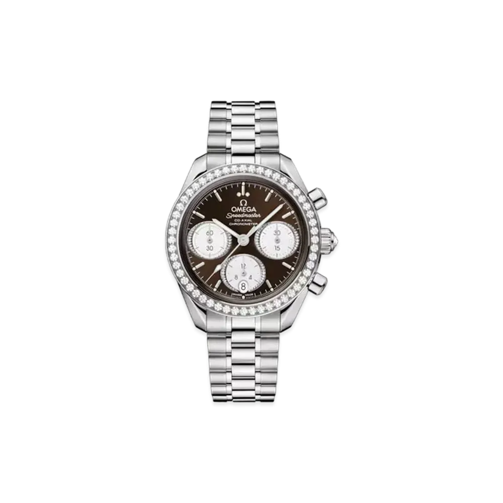 OMEGA Speedmaster Co-Axial Chronometer Bezel Diamonds 38MM "Stainless Steel/Brown" 324.15.38.50.63.001