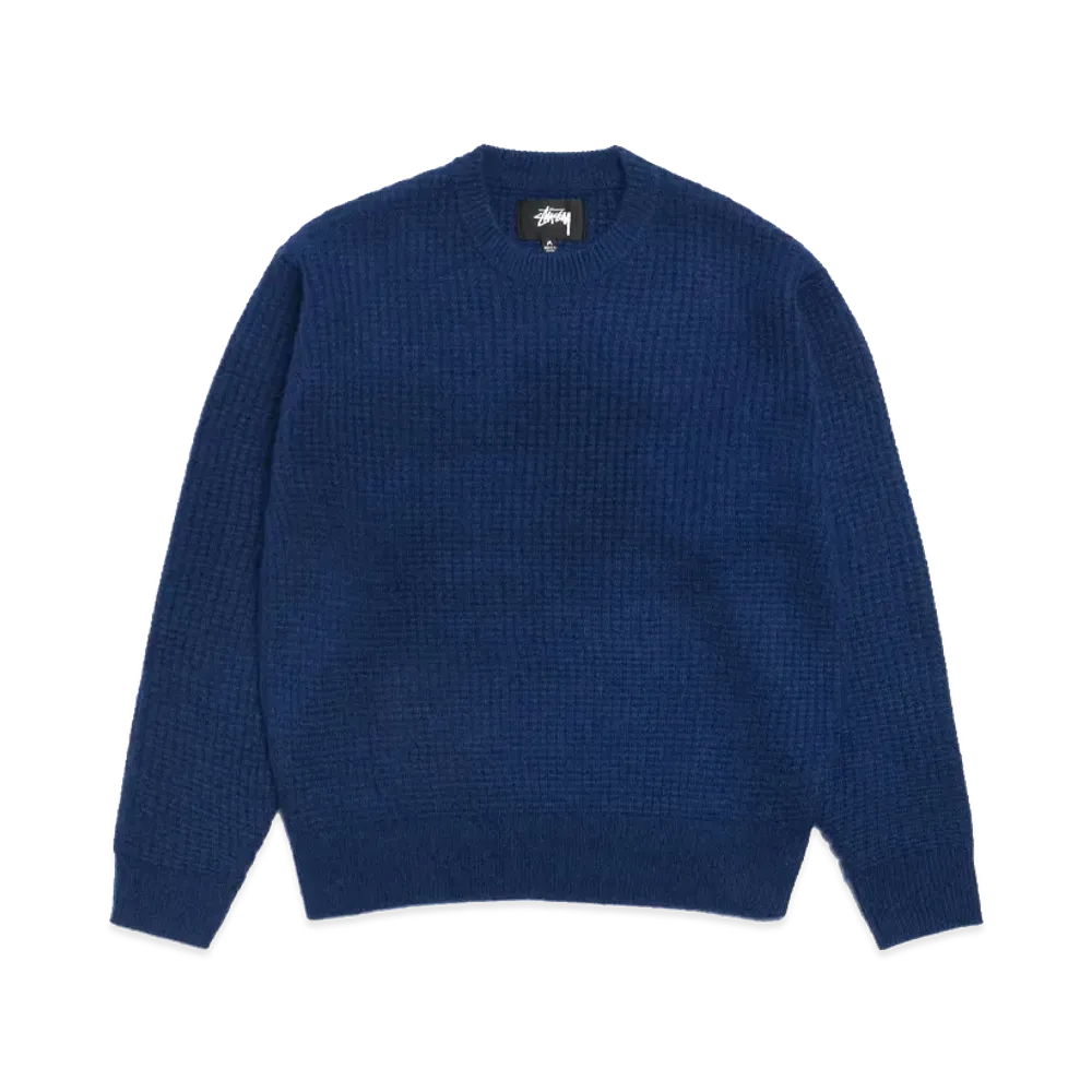 Stussy Waffle Knit Cashmere Crew "Navy"