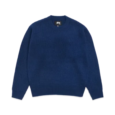 Stussy Waffle Knit Cashmere Crew "Navy"