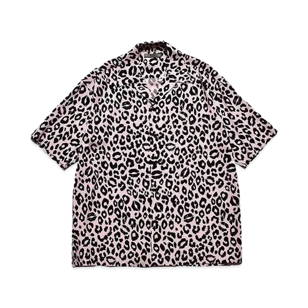 MINEDENIM Lips Leopard Print Open Collar SH "PINK"