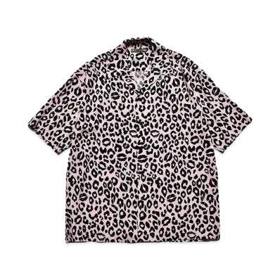 MINEDENIM Lips Leopard Print Open Collar SH "PINK"