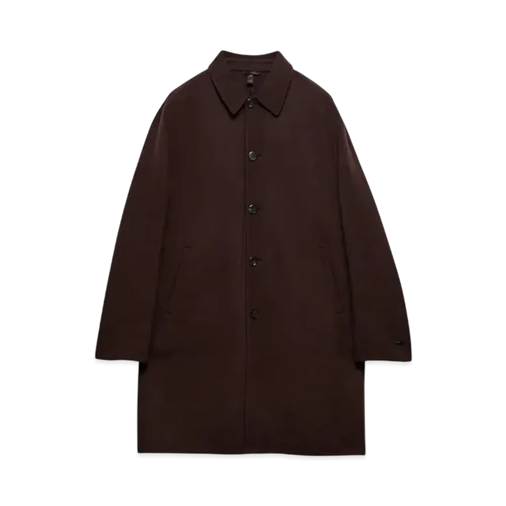 PRADA Men's Double Cashmere Overcoat "Dark Brown"