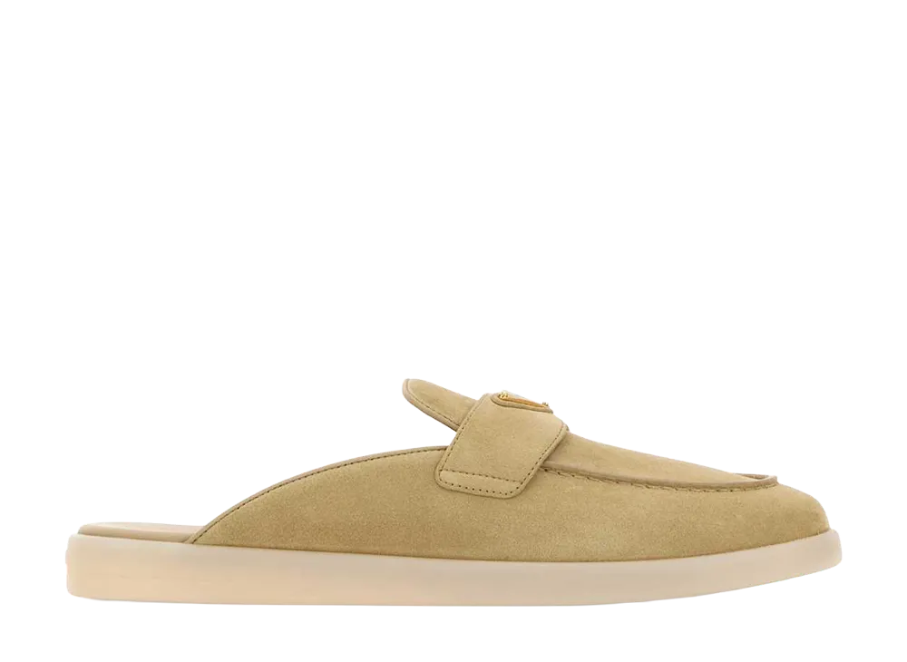 PRADA Women's Sand Suede Slippers "Beige"