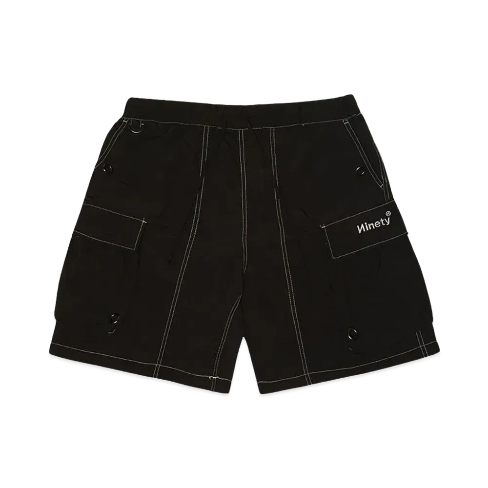 9090 Tech Logo Nylon Half Pants "Black"