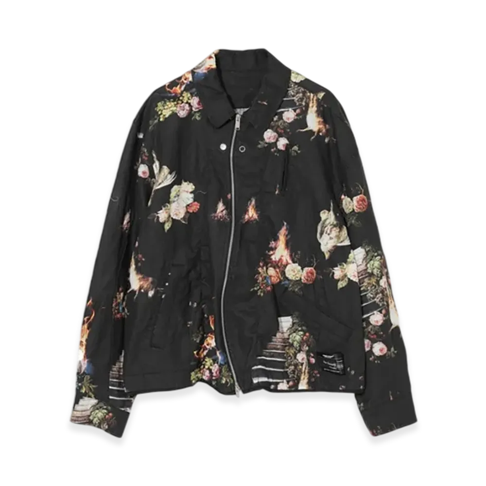 UNDERCOVER Patterned Linen Blouson "Black Base"