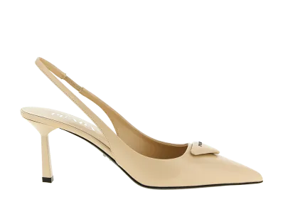 PRADA Women's Triangle Logo Slingback "Beige"