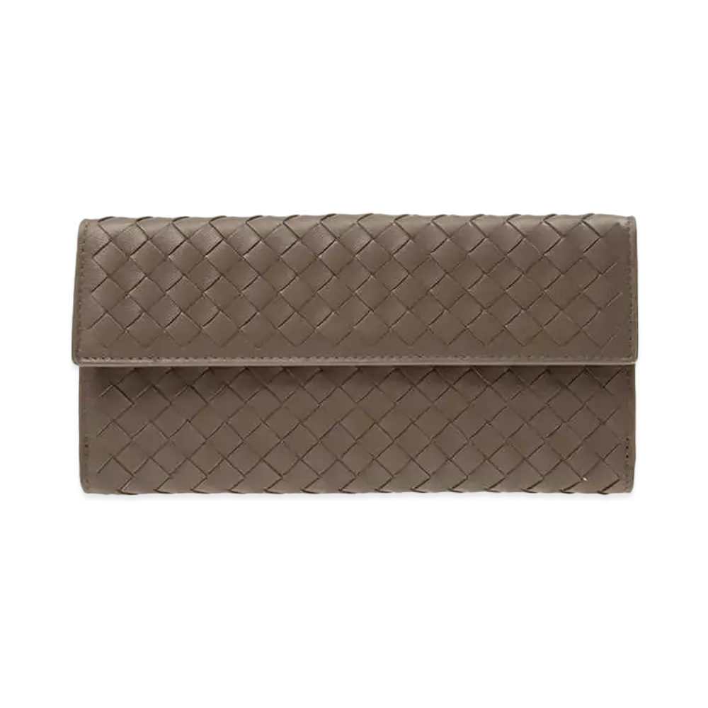 Bottega Veneta Intrecciato Lambskin Nappa Long Wallet "Steel"