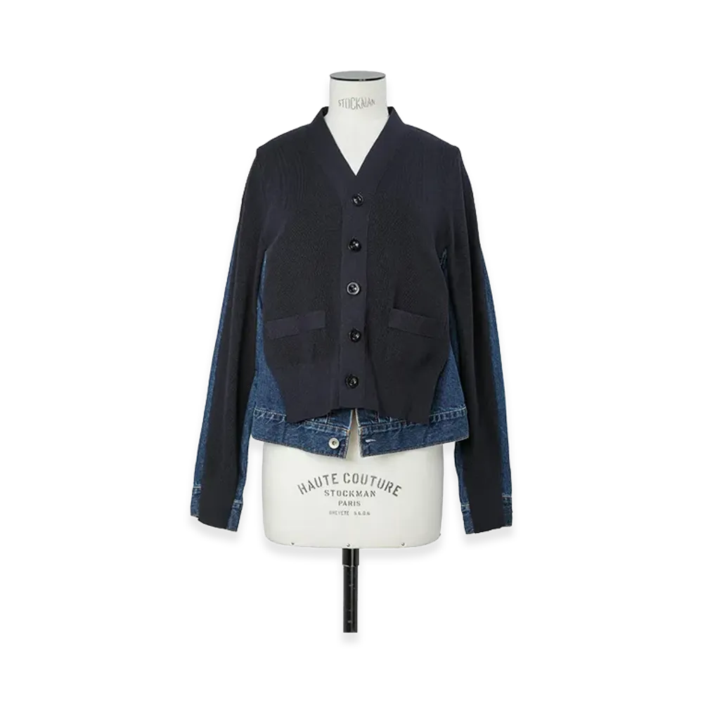 sacai Women's Denim x Knit Cardigan "Navy/Blue"