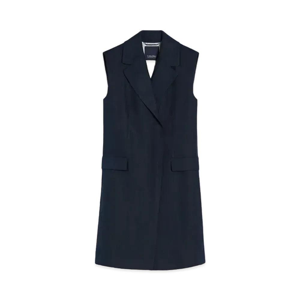 Max Mara Marie Linen Long Waist Gilet "Navy"