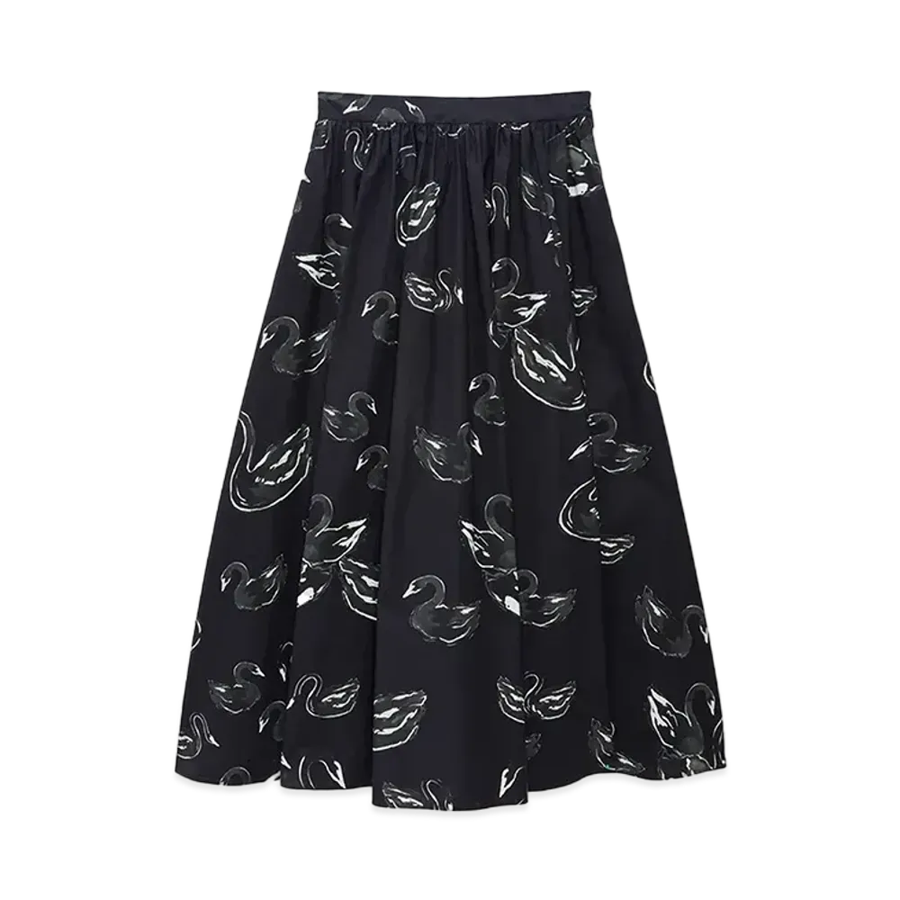 MSGM Poplin Print Roomy Skirt "Black"