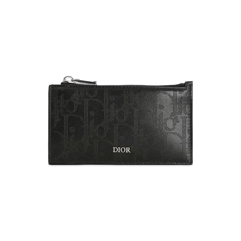 Dior Zip Card Holder Dior Oblique Galaxy Leather "Black"