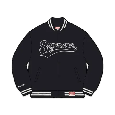 Supreme x Mitchell & Ness Doughboy Twill Varsity Jacket "Black"