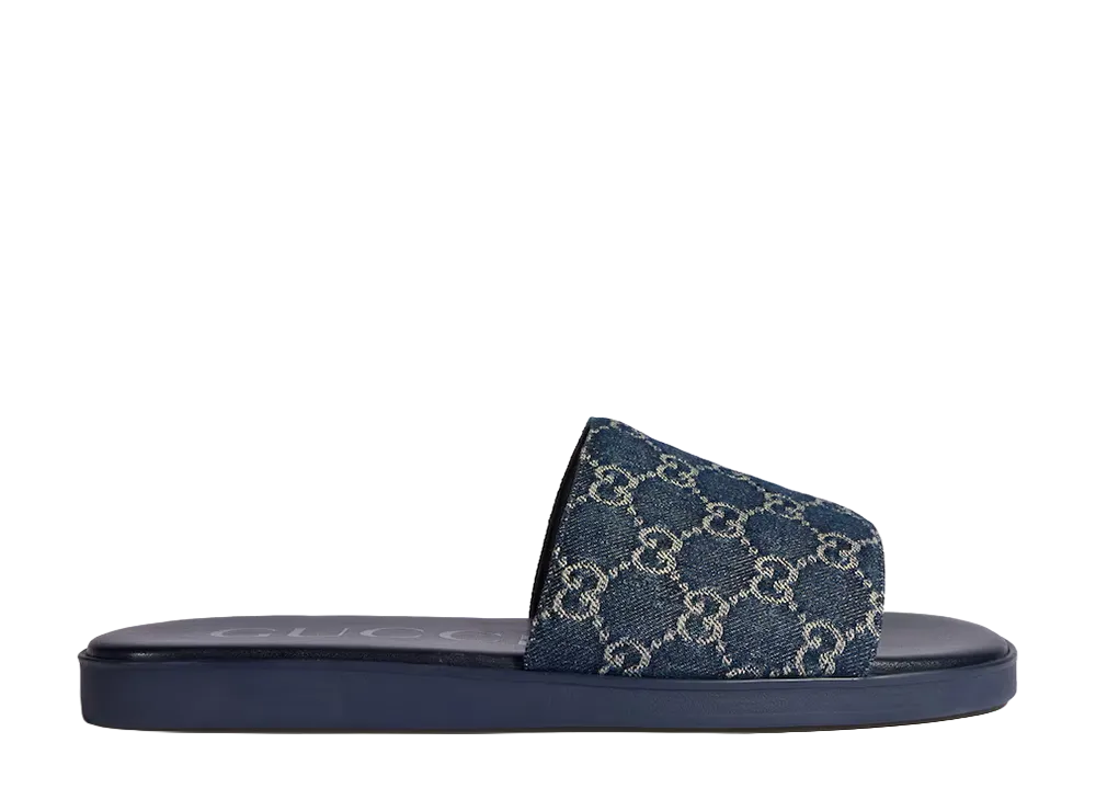 GUCCI Slide Sandal GG Denim "Dark Blue"