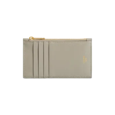 CELINE Zipped Compact Card Holder in Smooth Calfskin "Green Clay"