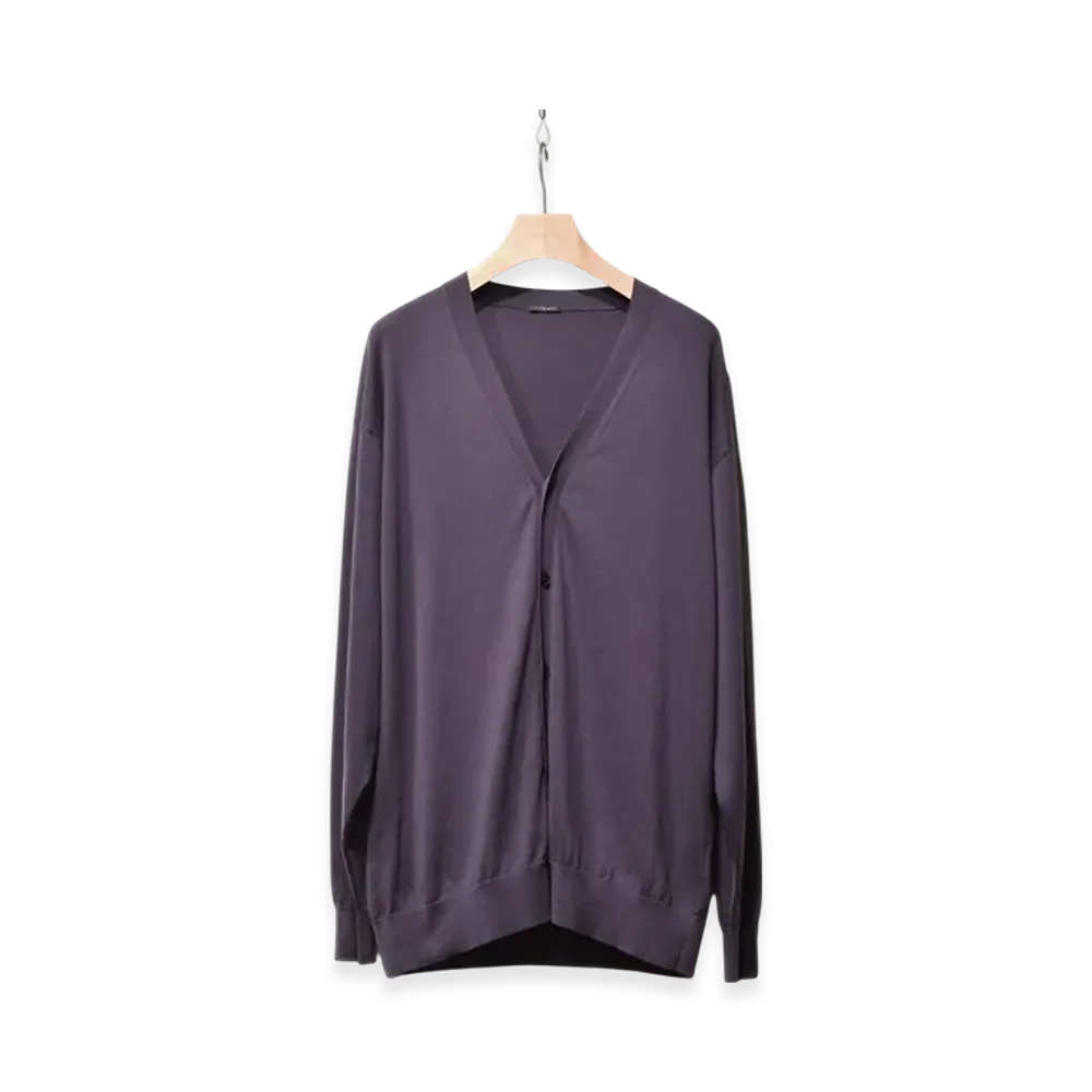 COMOLI 18G V-Neck Cardigan "Fade Navy"