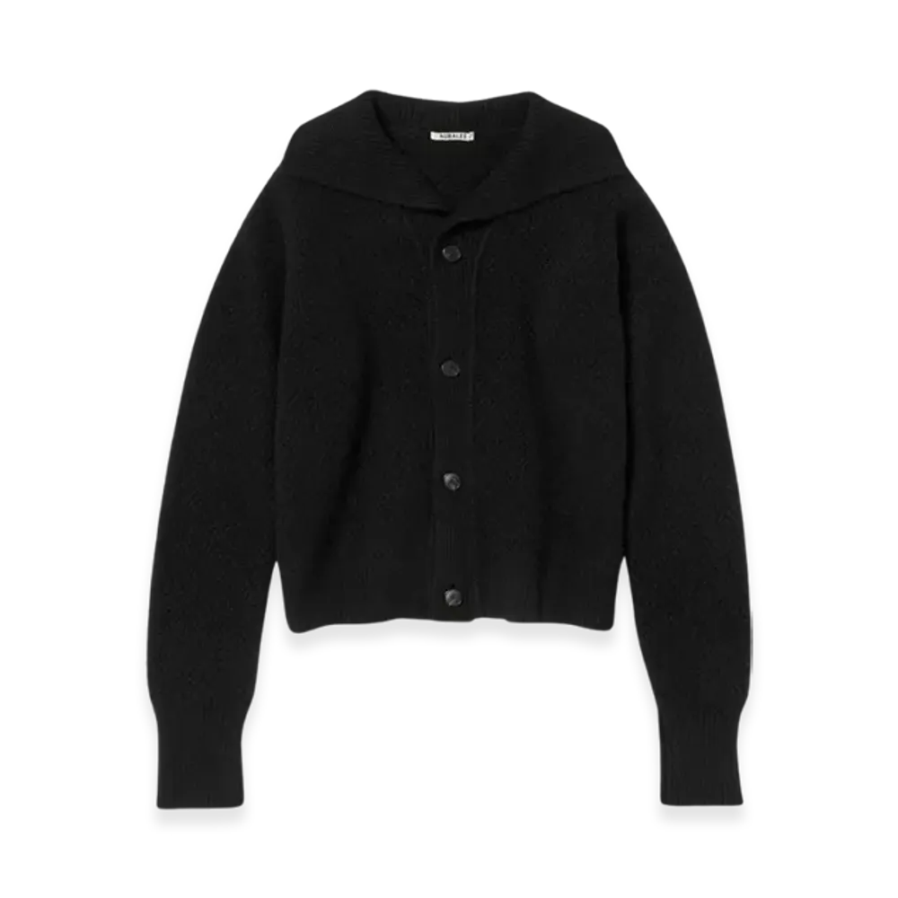AURALEE Baby Cashmere Knit Cardigan Top "Black"