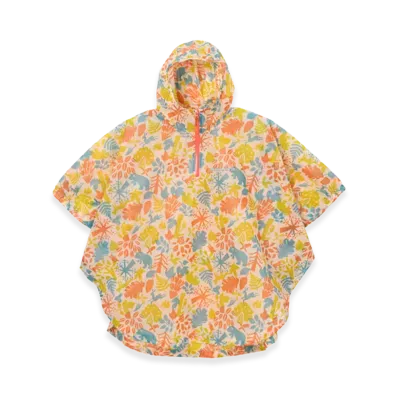 mont-bell Kid's Print Trekking Rain Poncho 95-125 "Orange"