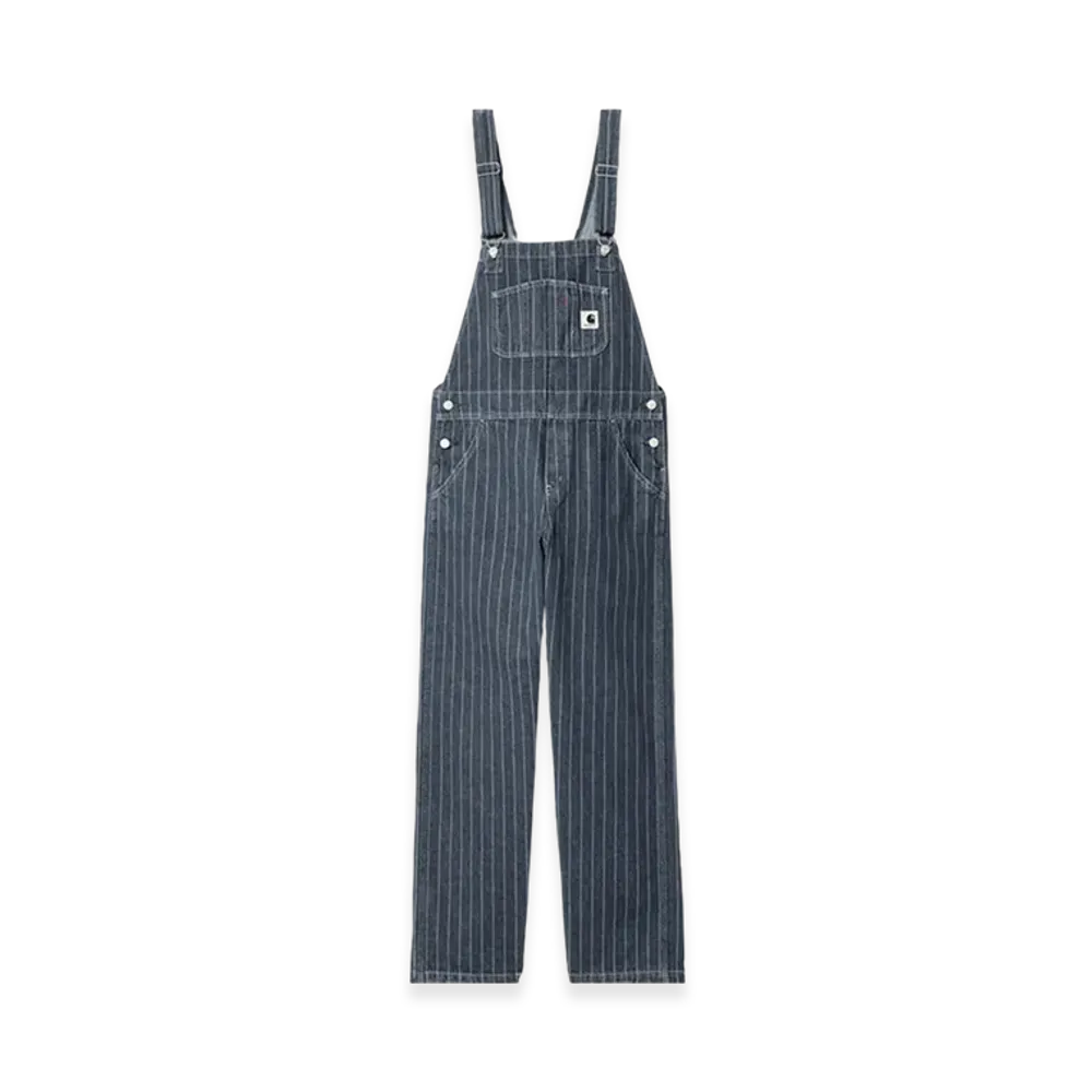 Carhartt WIP Women's Orlean Stripe Bib Overall Straight "Blue/White Stone Washed"