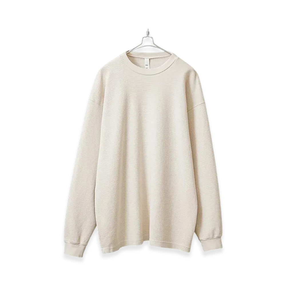 Los Angeles Apparel Long Sleeve Heavy Thermal Crew Neck T-Shirt Made in USA "Ivory"