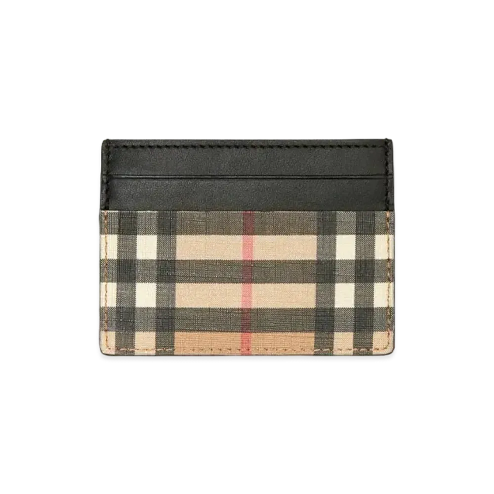 Burberry Vintage Check E-canvas and Leather Card Case "Archive Beige"