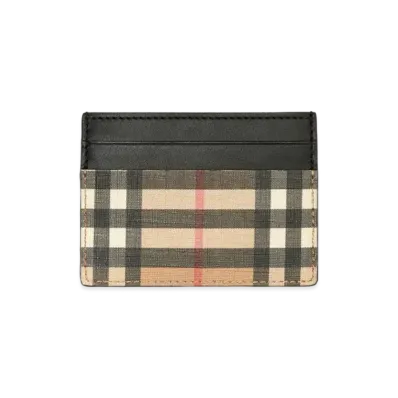 Burberry Vintage Check E-canvas and Leather Card Case "Archive Beige"