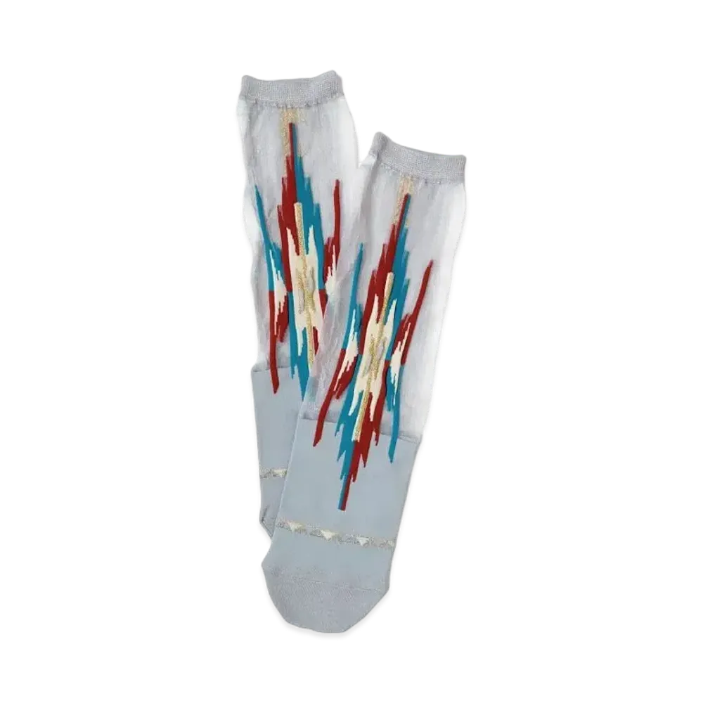 KAPITAL 200 Ortegany See Through Socks "Grey Red"