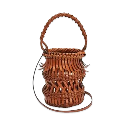 LOEWE Fringes Bucket Bag In Calfskin "Tan"