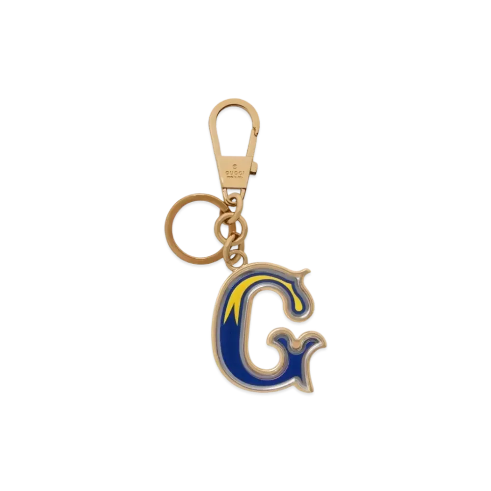 GUCCI Letter G Plexiglas Keychain "Dark Blue/Gold"