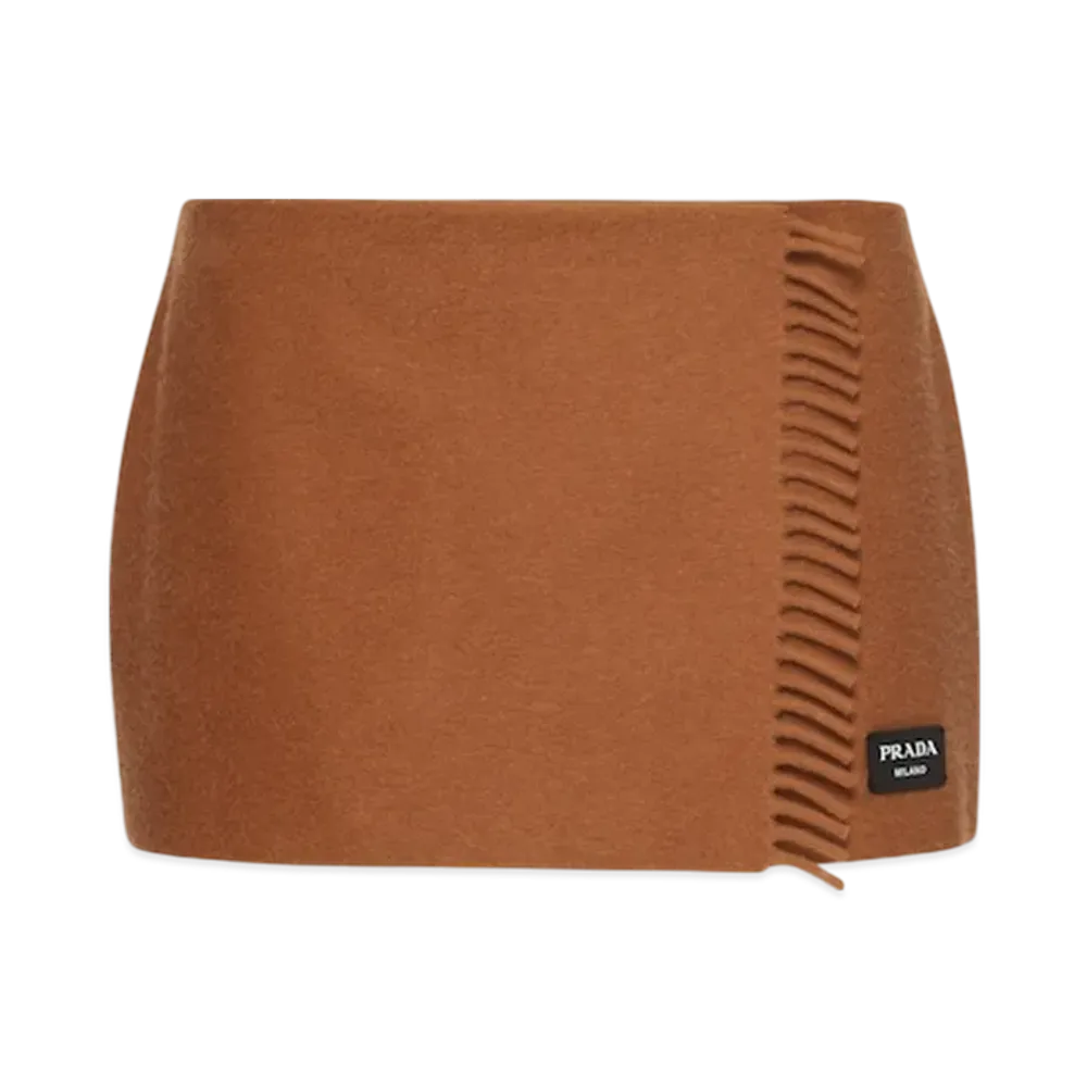 PRADA Women's Cashmere Miniskirt "Cognac"