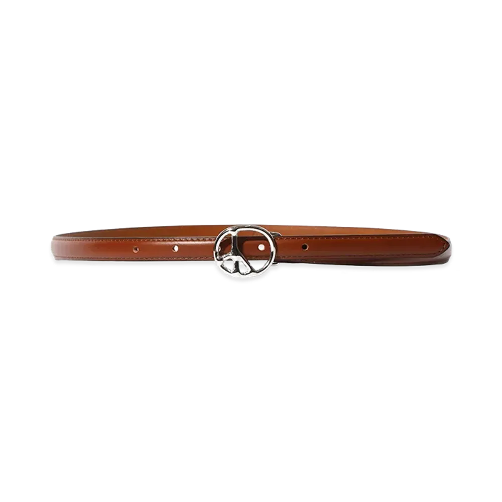 NEEDLES Peace Buckle Narrow Belt - Lthr. "Brown"