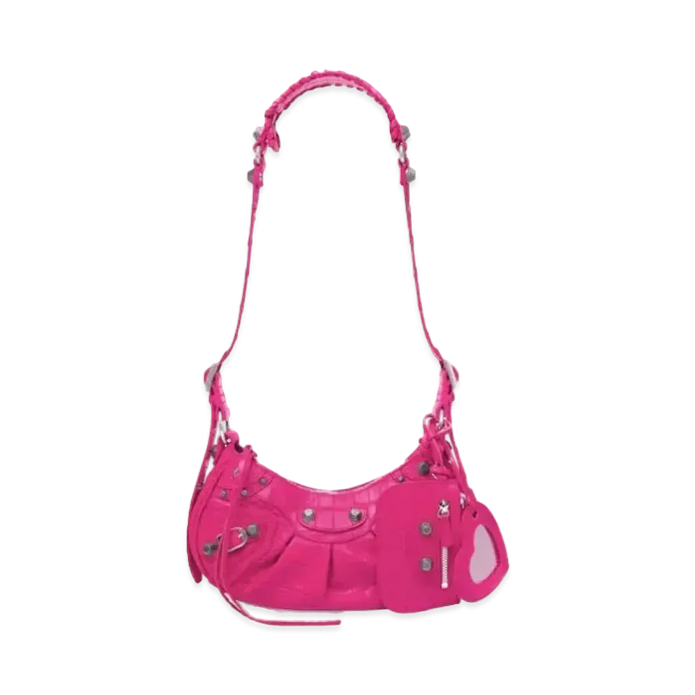 BALENCIAGA Le Cagole XS Crocodile Shoulder Bag "Pink"