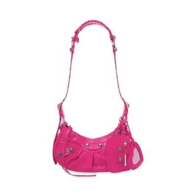 BALENCIAGA Le Cagole XS Crocodile Shoulder Bag "Pink"