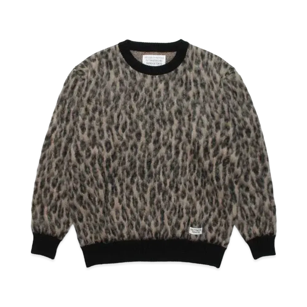 WACKO MARIA LEOPARD MOHAIR KNIT SWEATER "Beige"
