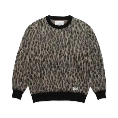 WACKO MARIA LEOPARD MOHAIR KNIT SWEATER "Beige"