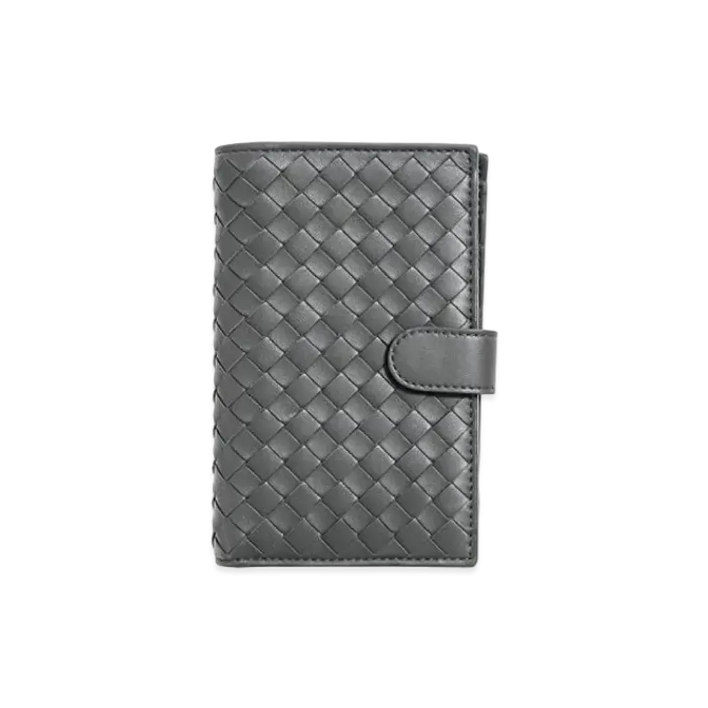 Bottega Veneta Intrecciato Lambskin Nappa Bi-fold Medium Wallet "New Light Grey"