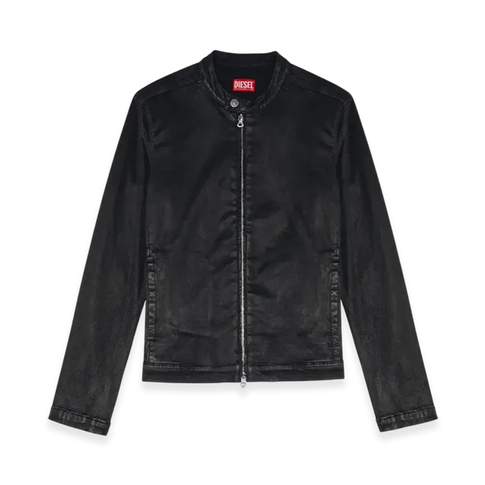 Diesel D-Glory Jogg Moto Jacket In Coated Joggjeans "Black"