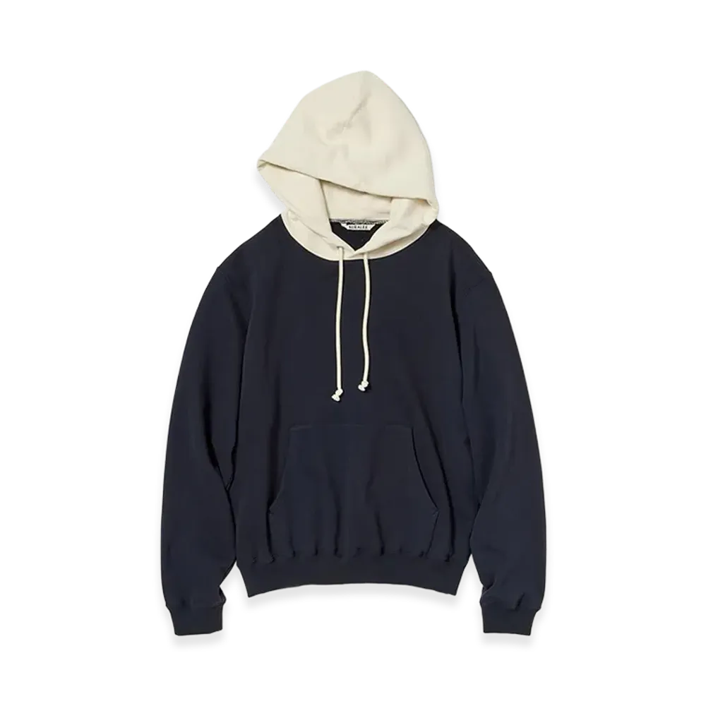 AURALEE Smooth Soft BD Sweat P/O Parka "Dark Navy/Smoky White"