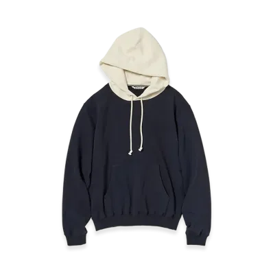 AURALEE Smooth Soft BD Sweat P/O Parka "Dark Navy/Smoky White"