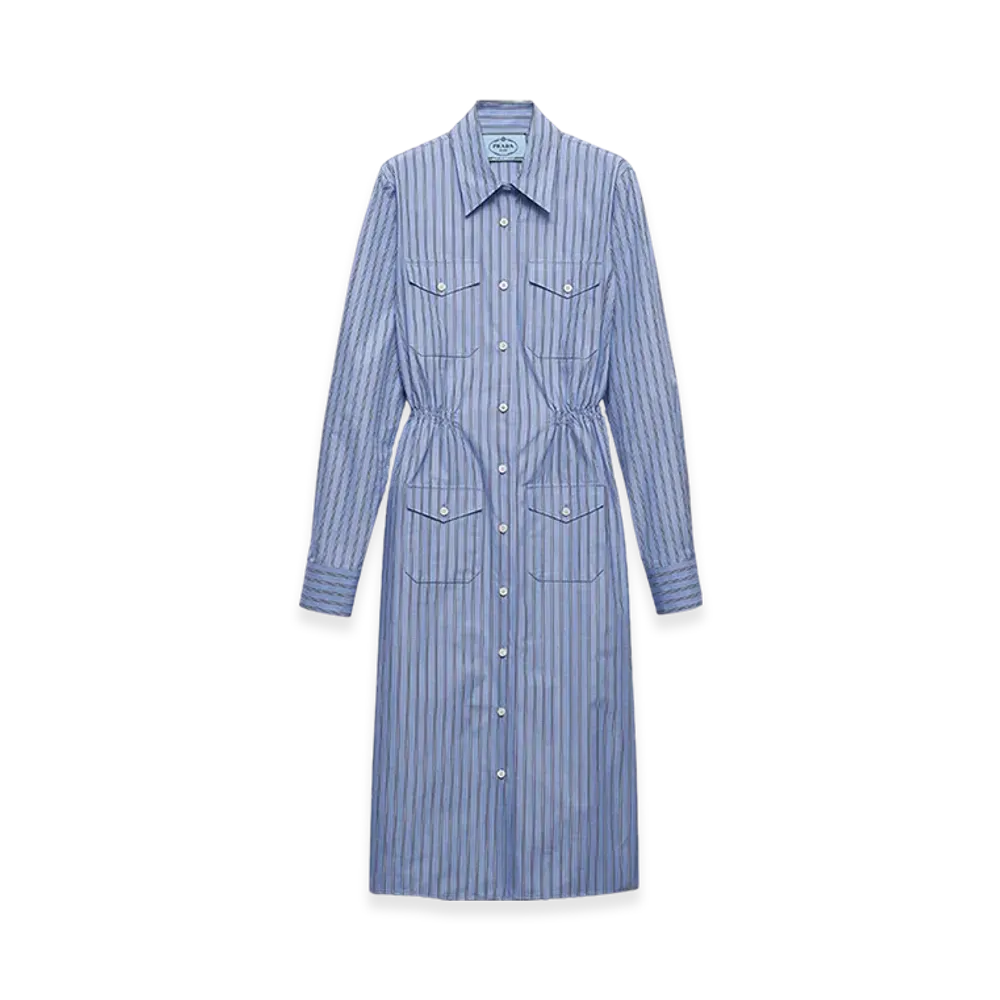 PRADA Women's Striped Chambray Dress "Navy"